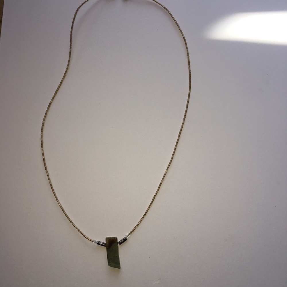 Green and tan gemstone necklace